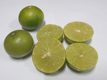 High angle view of fruits on white background