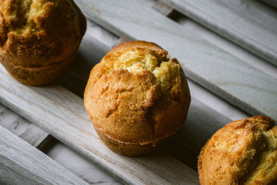 High angle view of bread on table