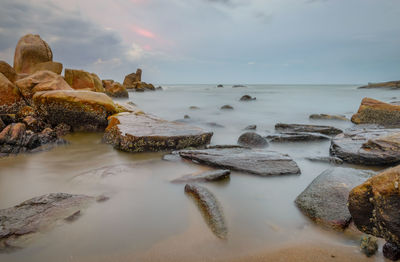 Scenic view of sea against sky during sunset