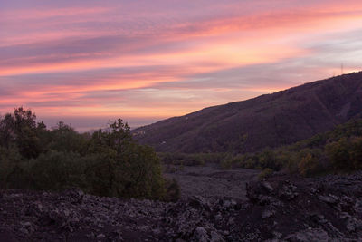 Scenic view of landscape against sky during sunset