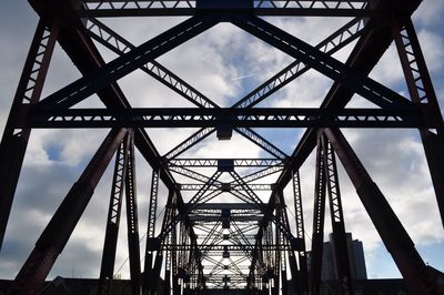 Low angle view of electricity pylon against sky