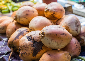 Close-up of pumpkins for sale at market stall