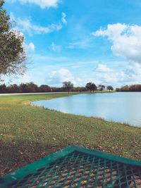 Scenic view of lake against sky