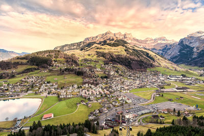 Scenic view of mountains against dramatic sky