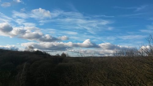 Scenic view of field against cloudy sky