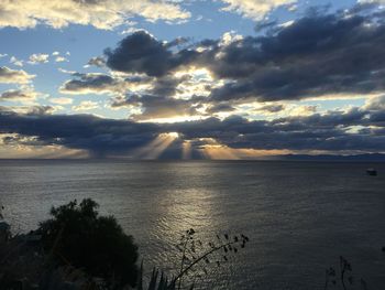 Scenic view of sea against sky at sunset