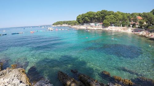 Scenic view of sea against clear sky