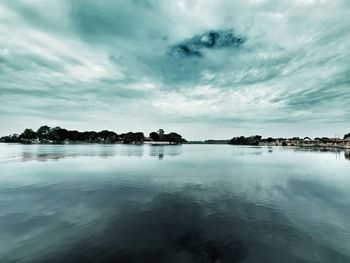 Scenic view of lake against sky