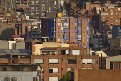 High angle view of buildings in city