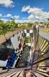 High angle view of hundertwasser art centre upper level