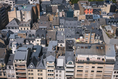 High angle view of buildings in city