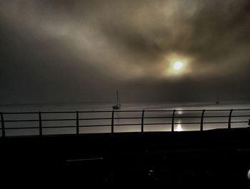 Scenic view of sea against storm clouds