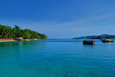 View of boats in calm sea