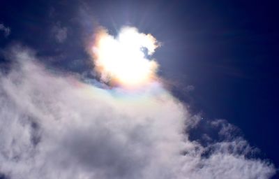 Low angle view of rainbow in sky