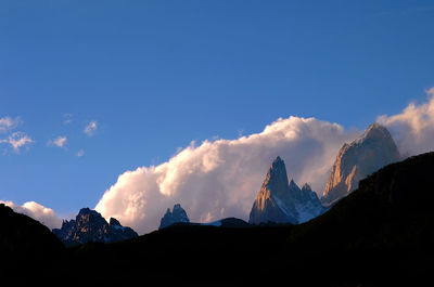 Panoramic view of snowcapped mountains against sky