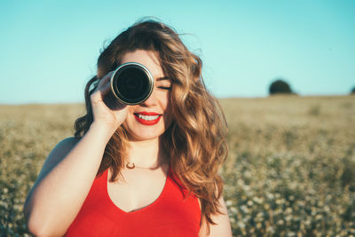 Portrait of smiling young woman