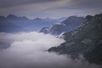 Scenic view of mountains against sky