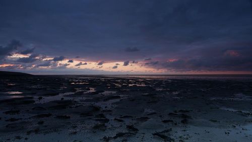 View of calm sea at sunset