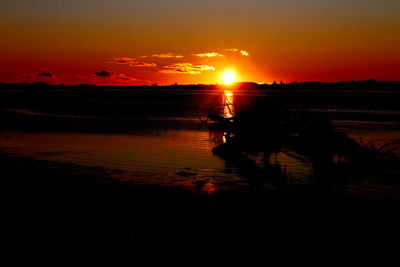 Scenic view of sunset over sea