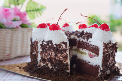 Close-up of cake on table