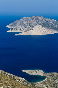 View of fourni coastline and agios minas island in the distance.