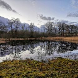 Scenic view of lake against sky