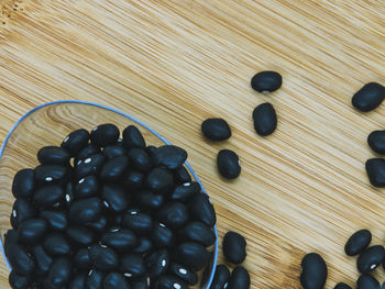 High angle view of coffee beans on table