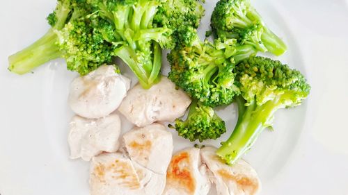 High angle view of vegetables in plate