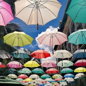 Multi colored umbrella decorations