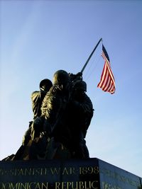 Low angle view of statue against clear sky