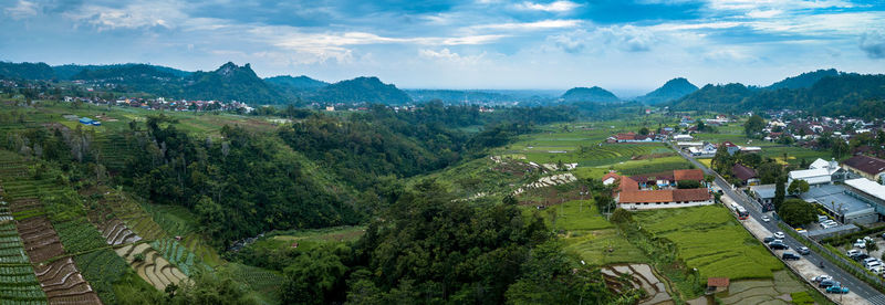 High angle view of townscape against sky