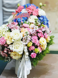 High angle view of flowers on table