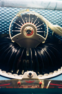 Close-up of airplane wheel