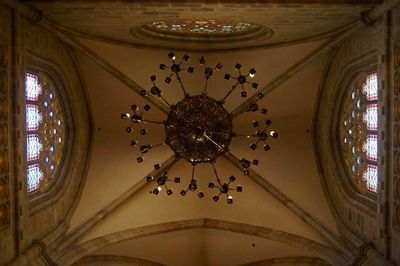 Low angle view of chandelier