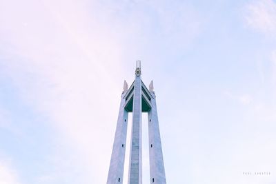 Low angle view of flag against sky