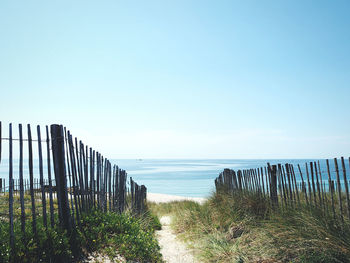 Scenic view of sea against clear sky