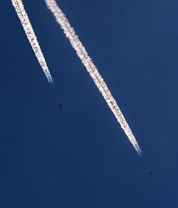 Vapor trails in blue sky