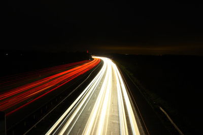 Light trails on highway at night