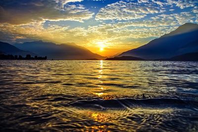 Scenic view of sea against sky during sunset