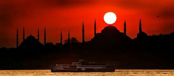 Scenic view of sea at sunset