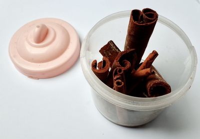 High angle view of ice cream in bowl