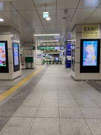 Interior of illuminated subway station