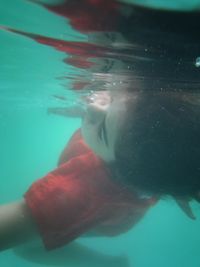 Low section of boy swimming in pool