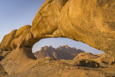 Low angle view of rock formations