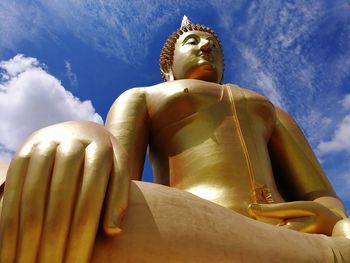 Low angle view of statue against sky