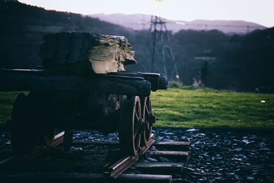 Wood on cannons at field