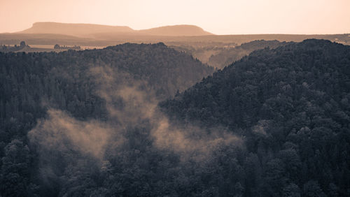 High angle view of mountains against sky