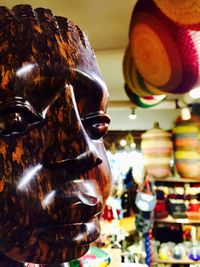 Close-up of statues in store