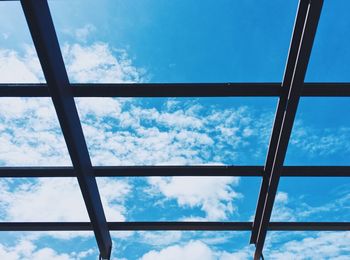 Low angle view of sky seen through window