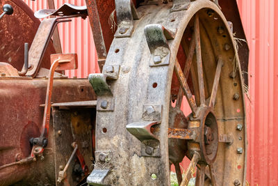 Close-up of agricultural machinery